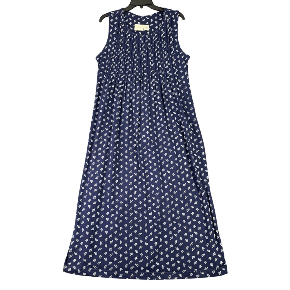 The Vermont‎ Country Store Floral Dress Women M Sleeveless Tie Waist Midi Length